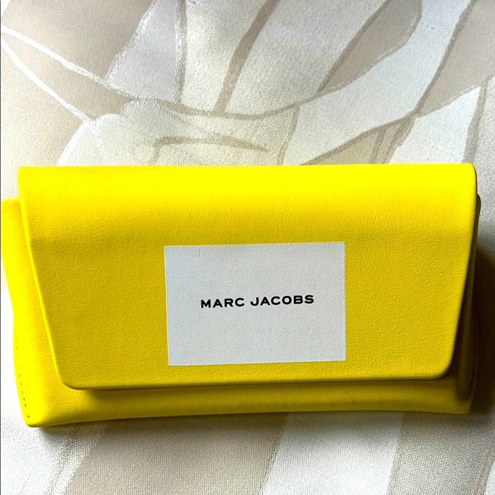 Marc Jacobs Vibrant Yellow sunglasses case and dust cleaner.
